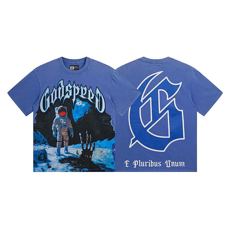 Black & Blue Street Vintage Washed T-Shirt (Crafted Print) 1123