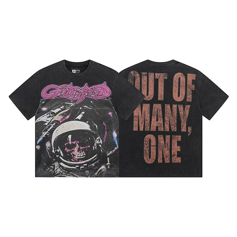 Black Street Vintage Washed T-Shirt (Crafted Print) 1130