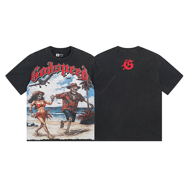 Black Street Vintage Washed T-Shirt (Crafted Print) 1152