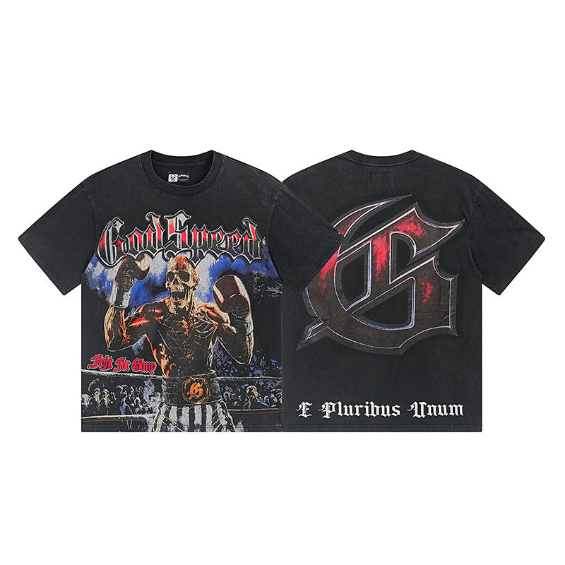 Black Street Vintage Washed T-Shirt (Crafted Print) 1160