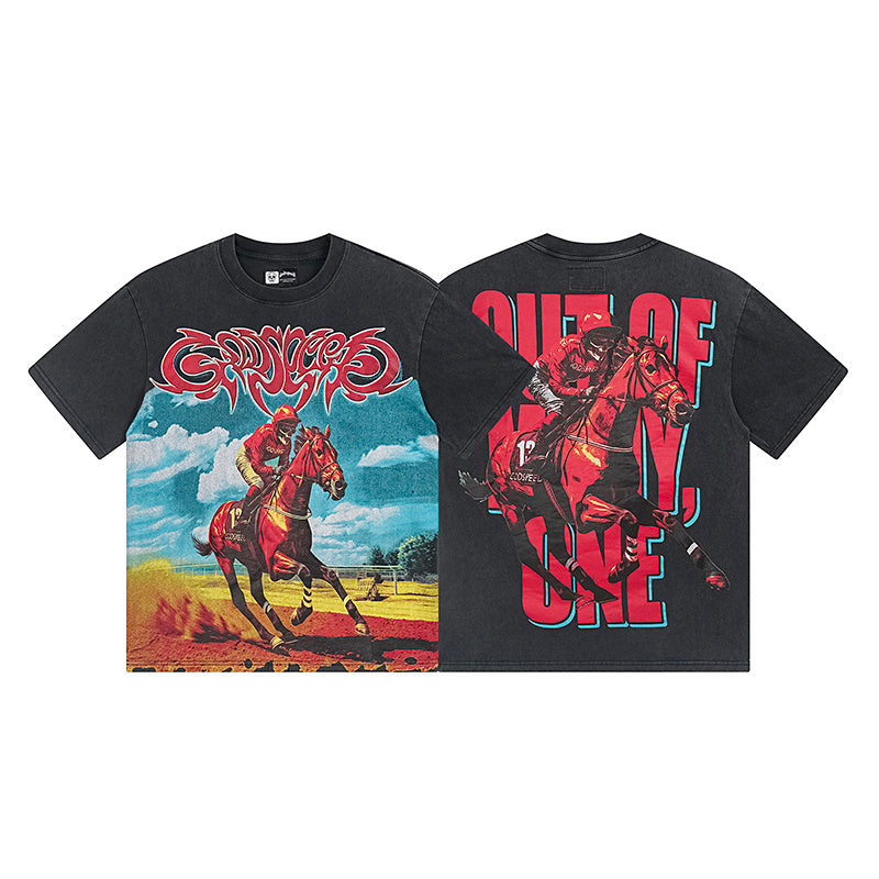Black Street Vintage Washed T-Shirt (Crafted Print) 1161