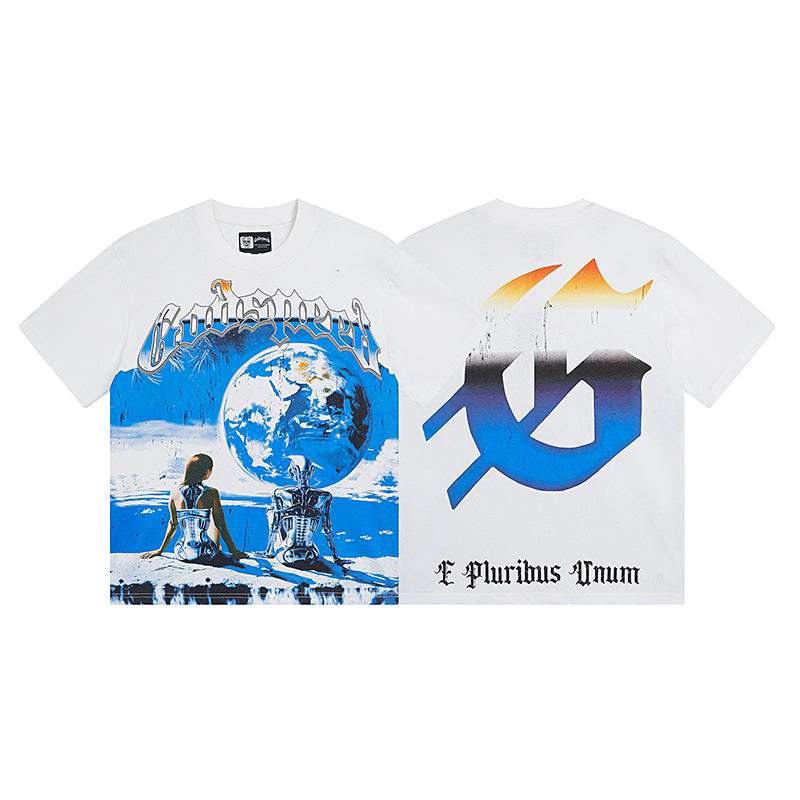 Men’s White Rock Street Vintage Washed T-Shirt (Crafted Print) 3005