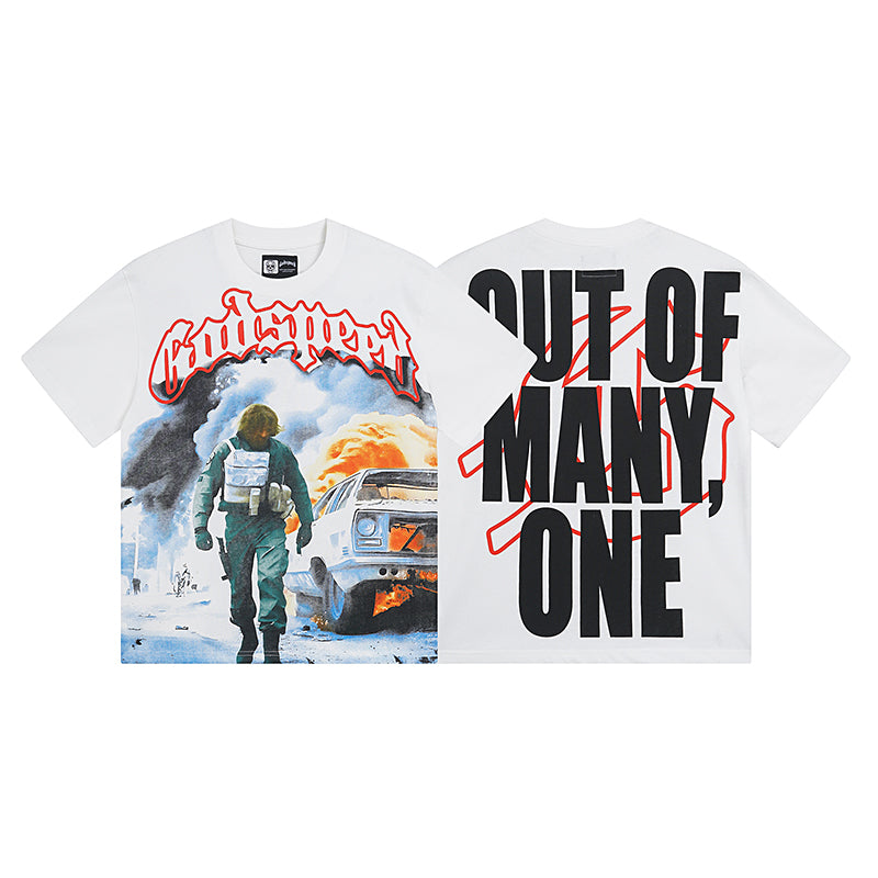 Men’s White Rock Street Vintage Washed T-Shirt (Crafted Print) 3006