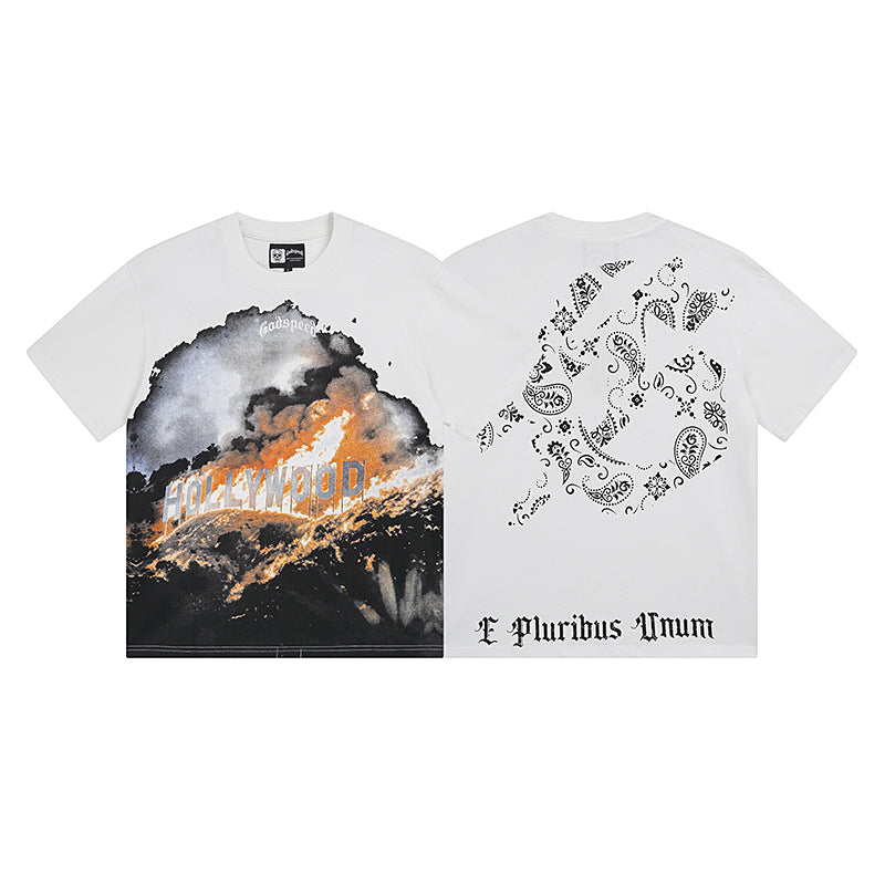 Men’s White Rock Street Vintage Washed T-Shirt (Crafted Print) 3007