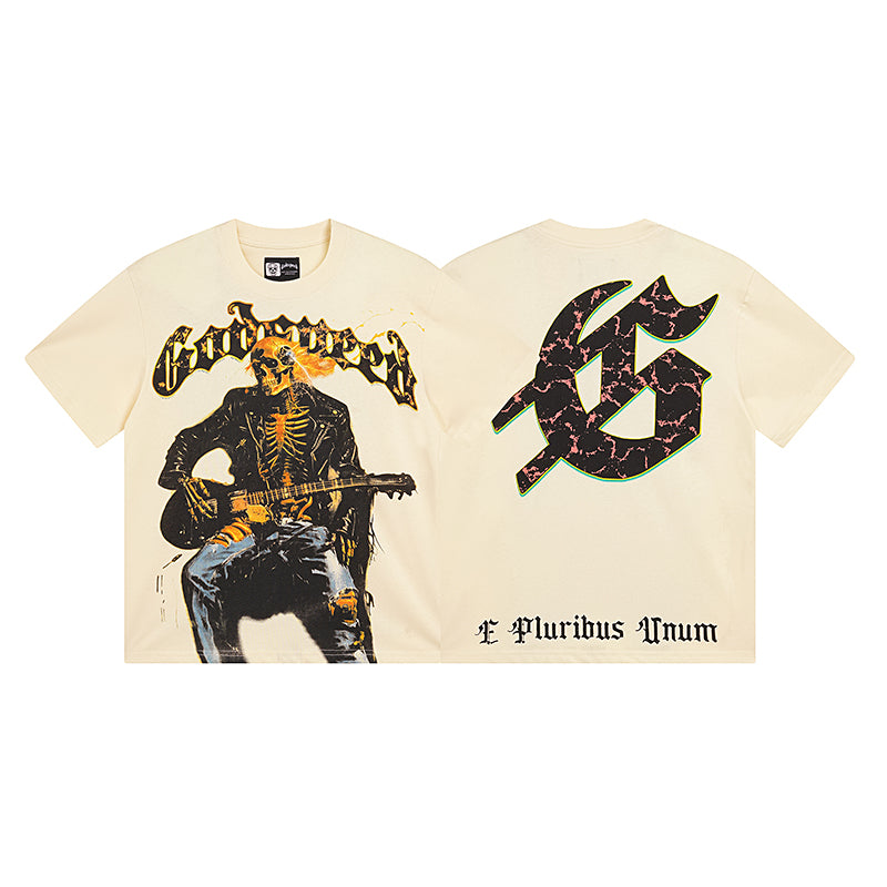 Men’s Beige Street Vintage Washed T-Shirt (Crafted Print) 3008