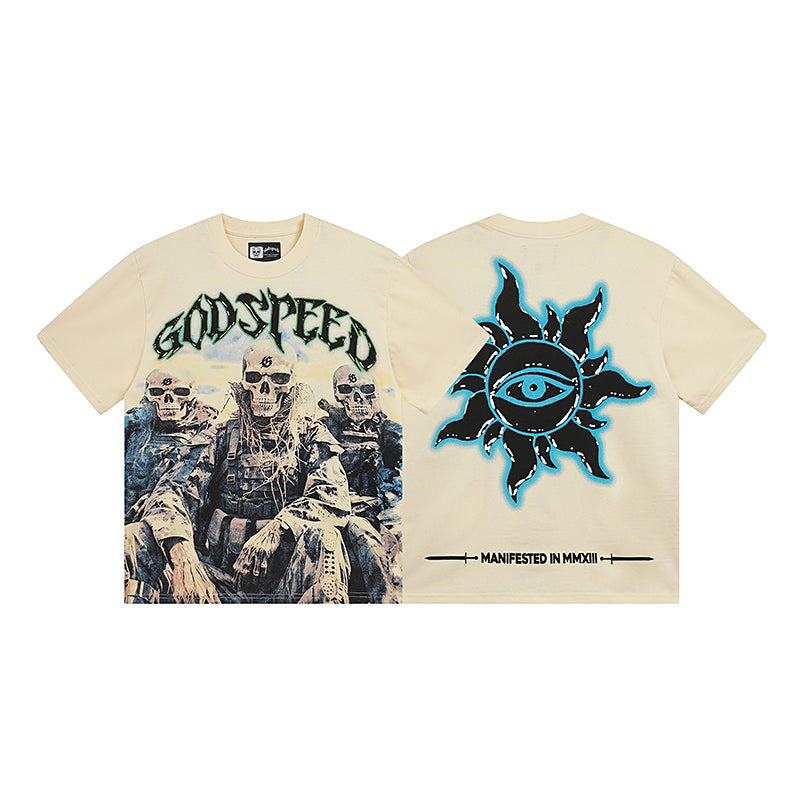Beige Street Vintage Washed T-Shirt (Crafted Print) 3032