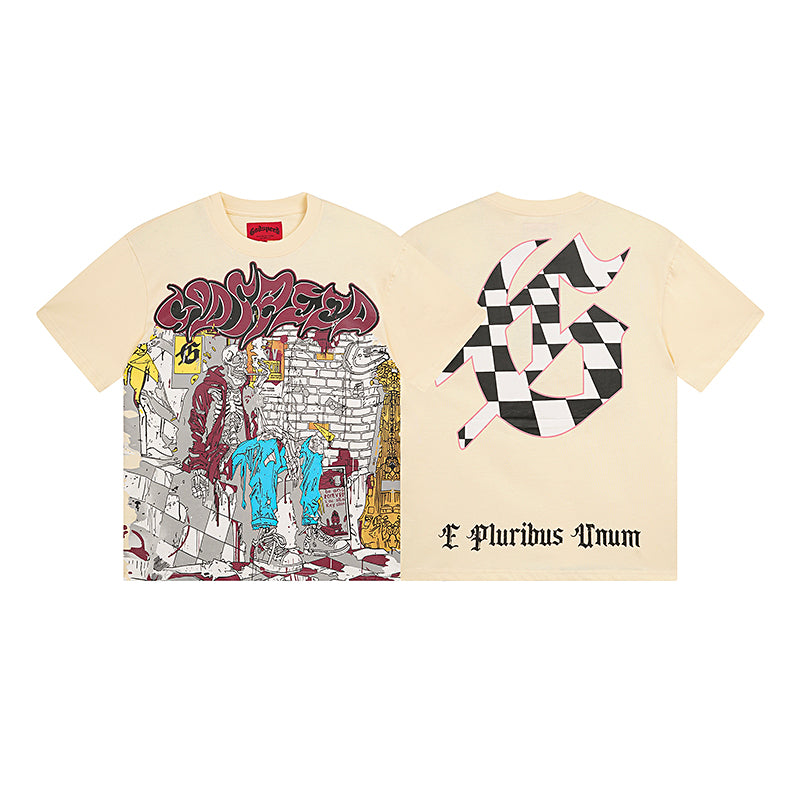 Beige Street Vintage Washed T-Shirt (Crafted Print) 3036
