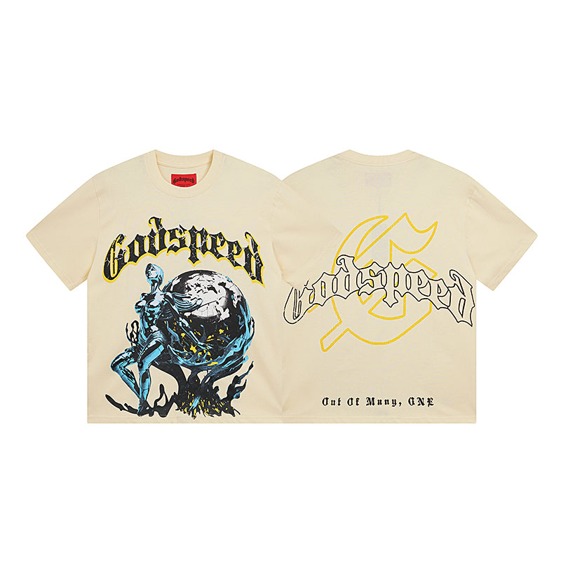 Beige Street Vintage Washed T-Shirt (Crafted Print) 3055