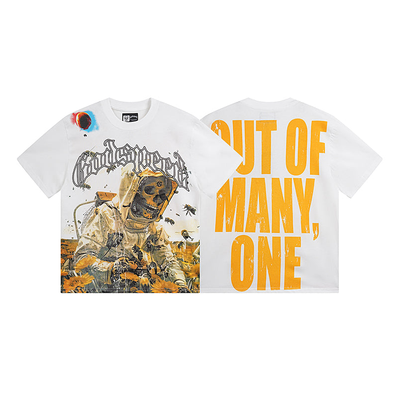White Street Vintage Washed T-Shirt (Crafted Print) 3063
