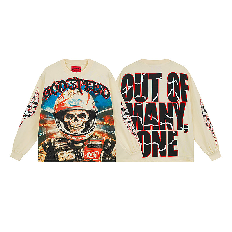 Beige Street Vintage Washed Long Sleeve T-Shirt (Crafted Print) 3102