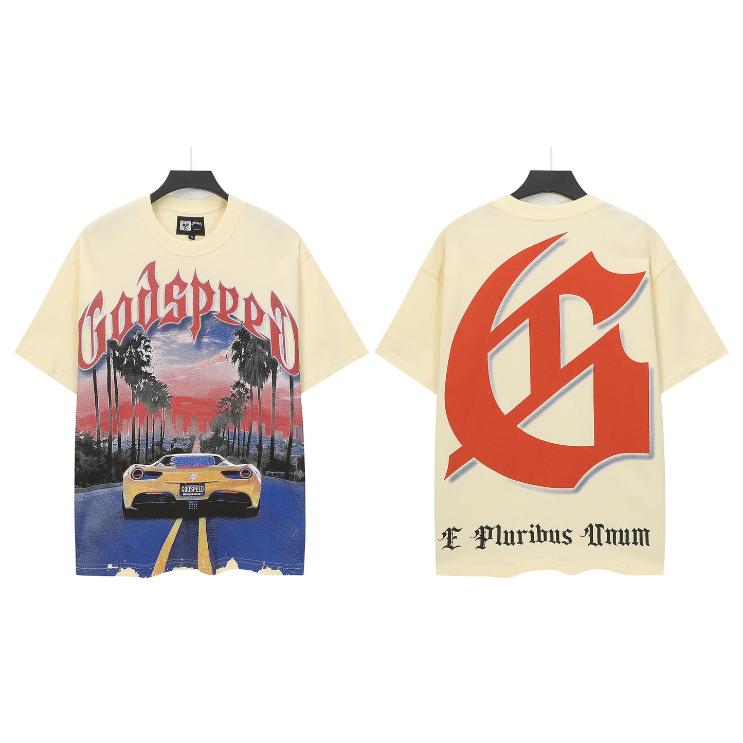 T-shirt homme marron et beige style vintage délavé (impression artisanale) 5089