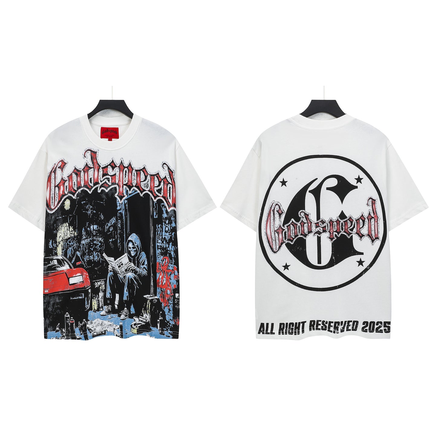 White Street Vintage Washed T-Shirt (Crafted Print) 5120