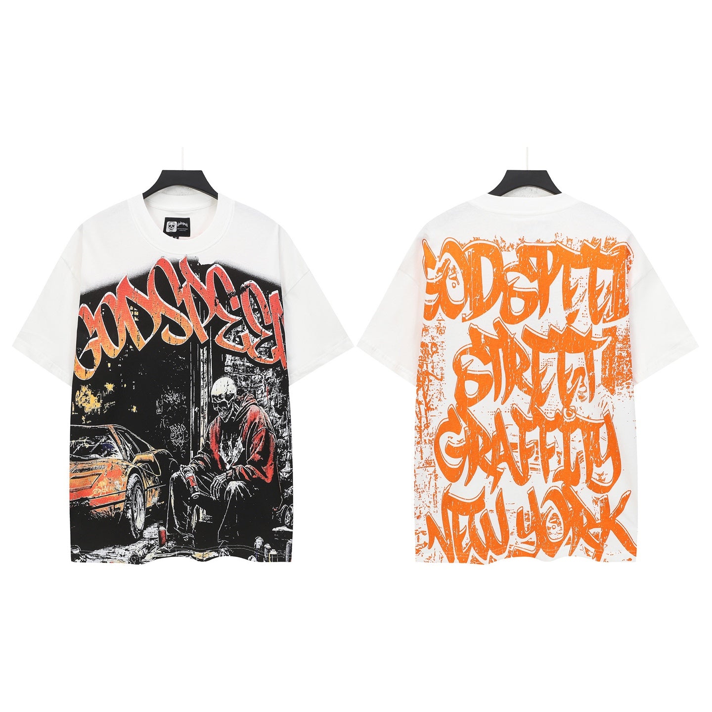 White Street Vintage Washed T-Shirt (Crafted Print) 5147