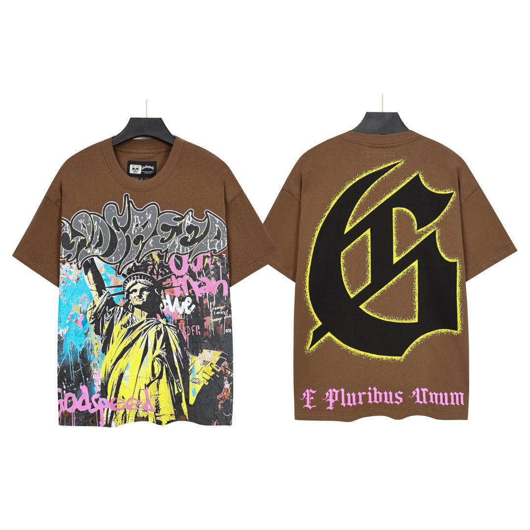 Purple & Coffee Street Vintage Washed T-Shirt (Crafted Print) 5160