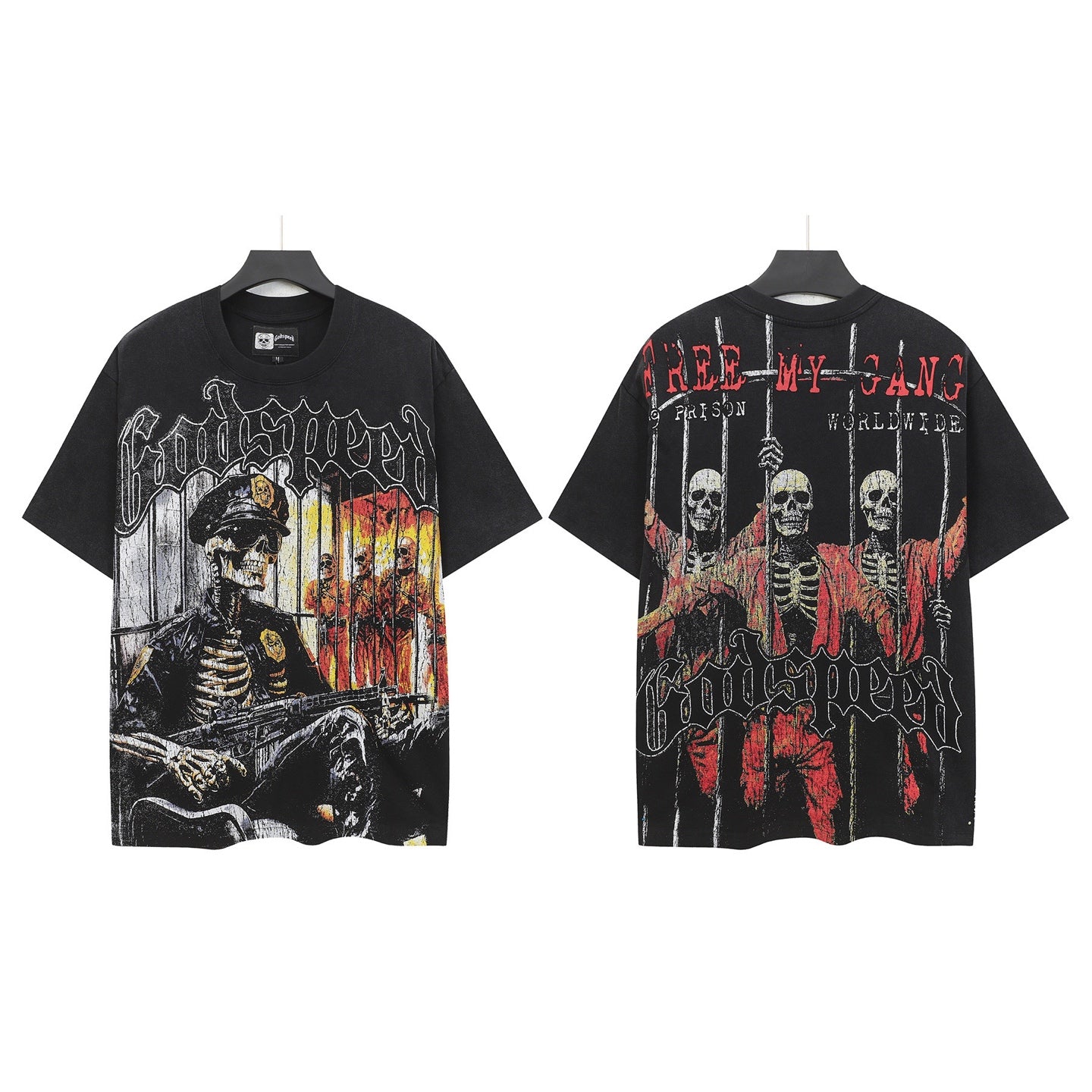 Men’s Black Rock Street Vintage Washed T-Shirt (Crafted Print) 6125