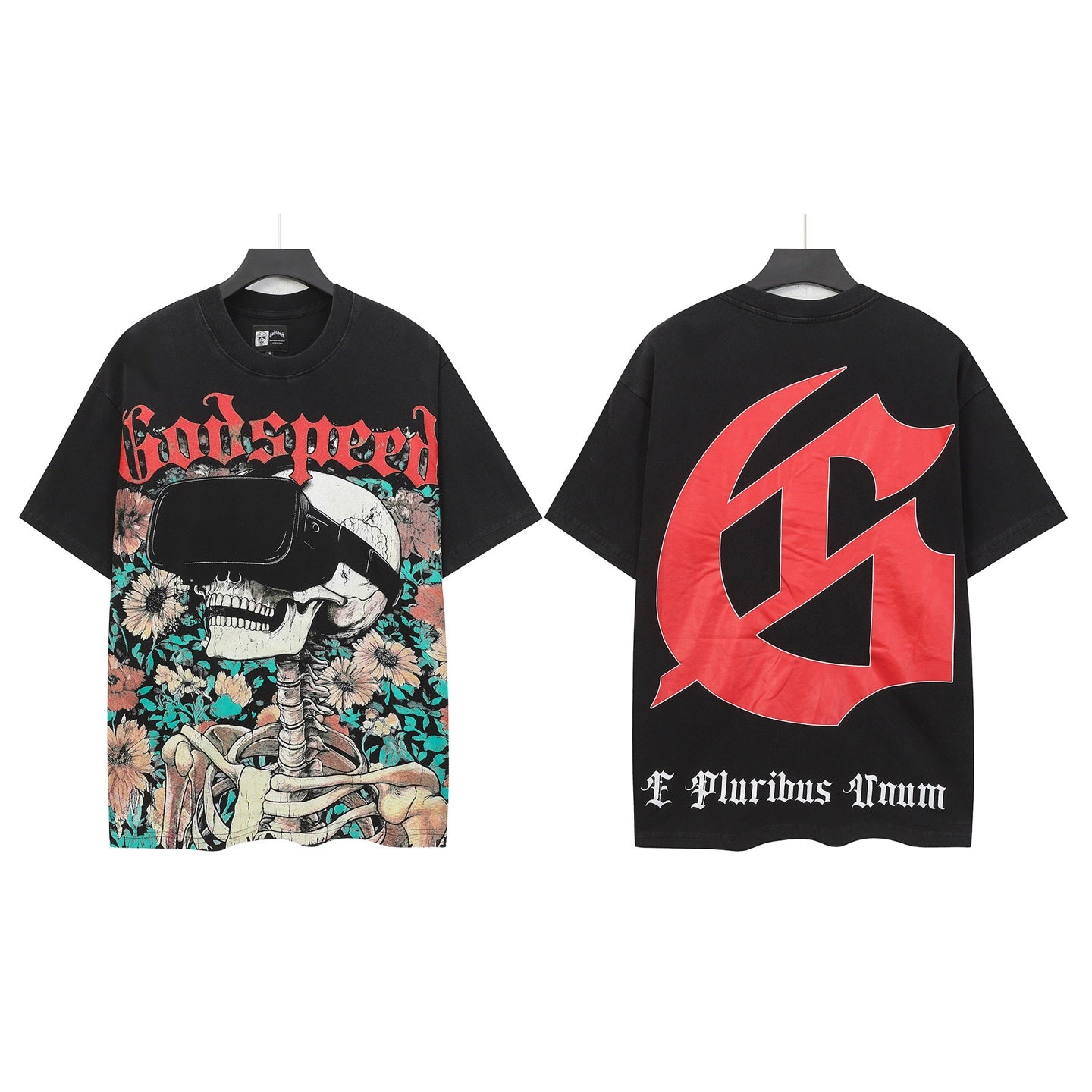 Men’s Black Rock Street Vintage Washed T-Shirt (Crafted Print) 6135