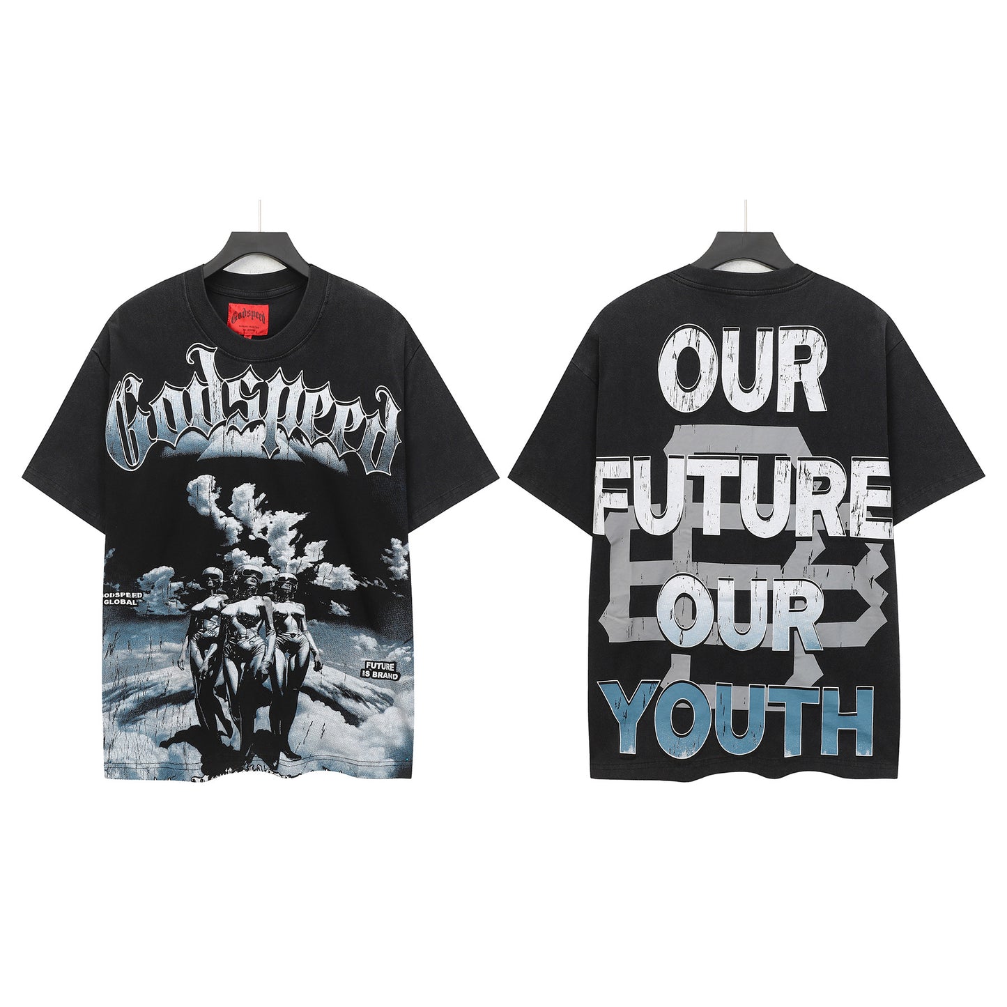 Men’s Black Rock Street Vintage Washed T-Shirt (Crafted Print) 6302