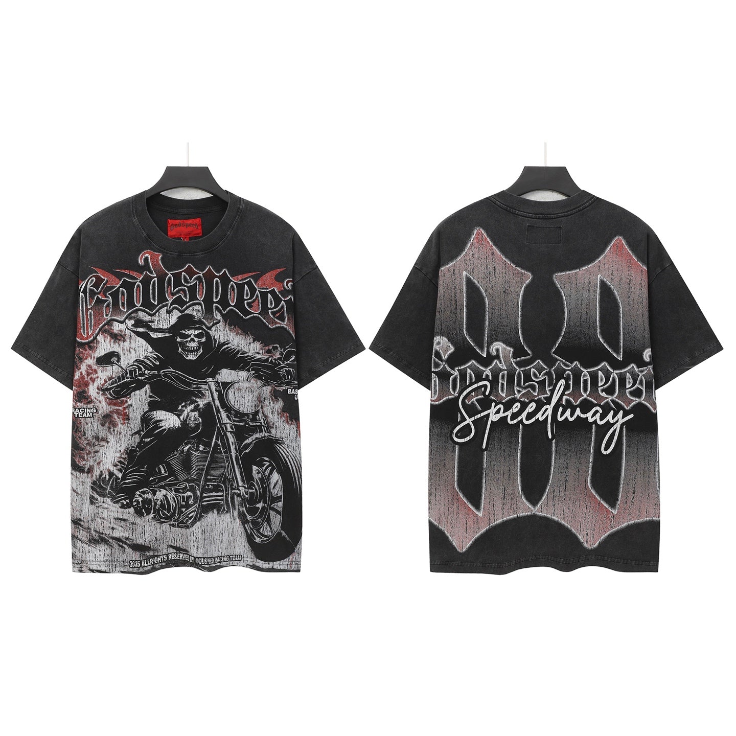 Men’s Black Rock Street Vintage Washed T-Shirt (Crafted Print) 6325