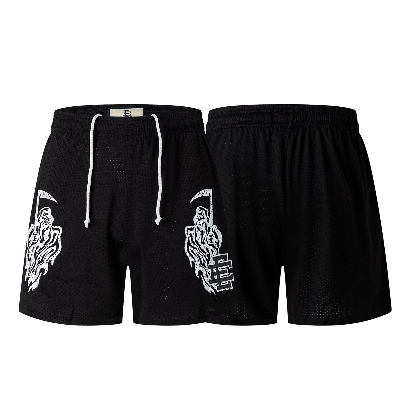 Black Streetwear Shorts Quick Dry Loose Fit Breathable Elastic Waist Summer Casual Shorts EES-11