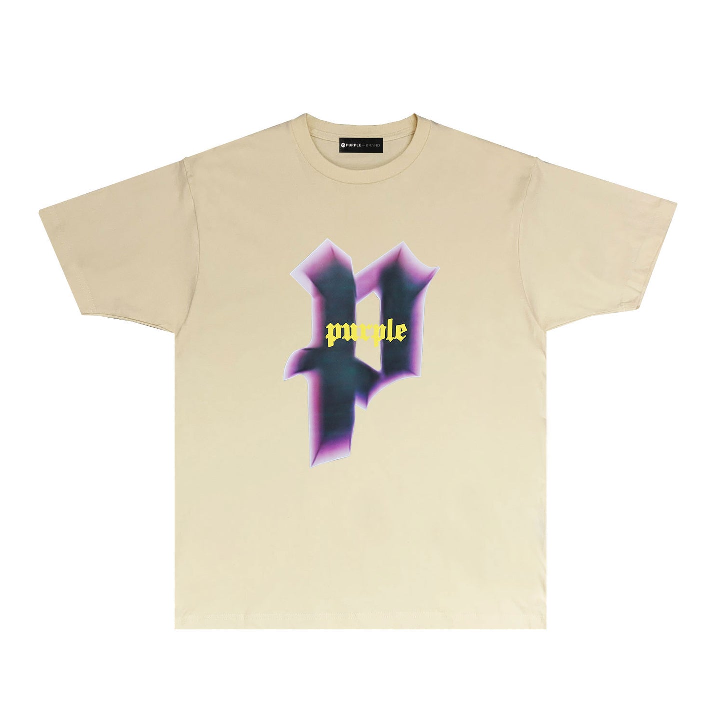 Purple Iridescent Letter Graphic T Shirt Short Sleeve Casual Streetwear Tee PUR012