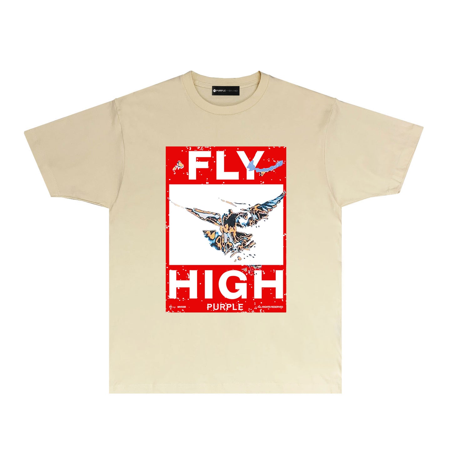 Purple Distressed Eagle Graphic T Shirt Short Sleeve Casual Streetwear Tee PUR017