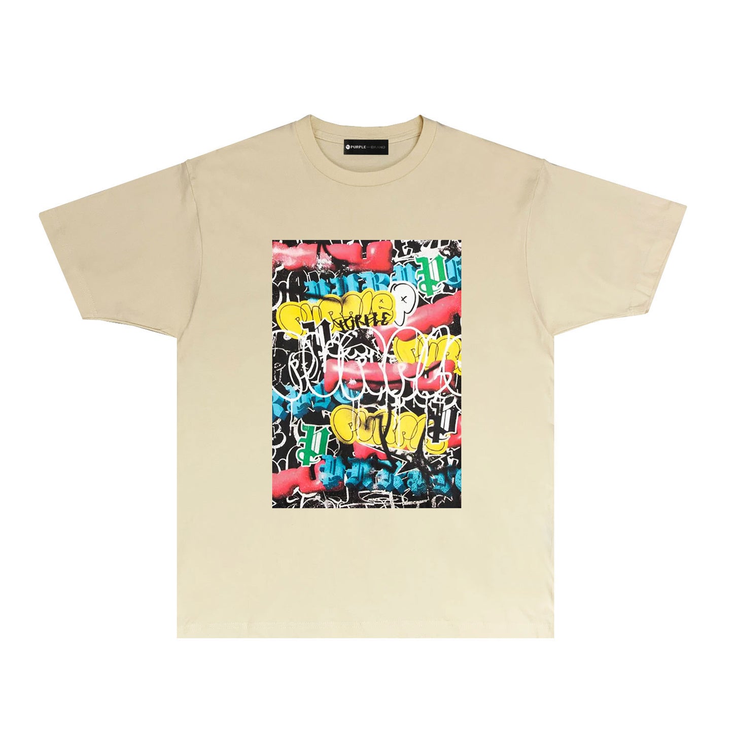 Purple Violent Bear Graffiti Graphic T Shirt Short Sleeve Casual Streetwear Tee PUR036