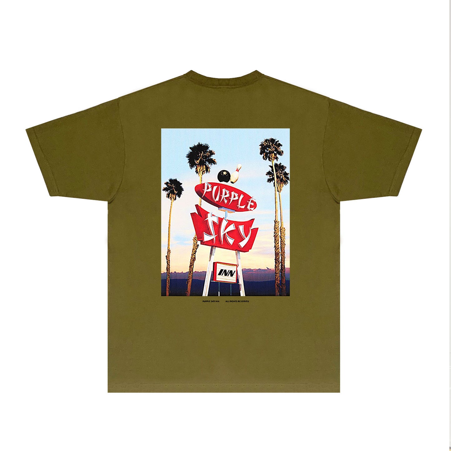 Purple Palm Billboard Graphic T-Shirt Short Sleeve Casual Streetwear Tee PUR081B