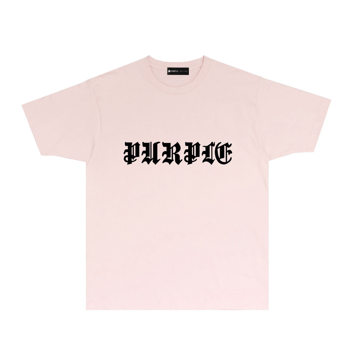 Purple Sanskrit Letter Graphic T-Shirt Short Sleeve Casual Streetwear Tee PUR086