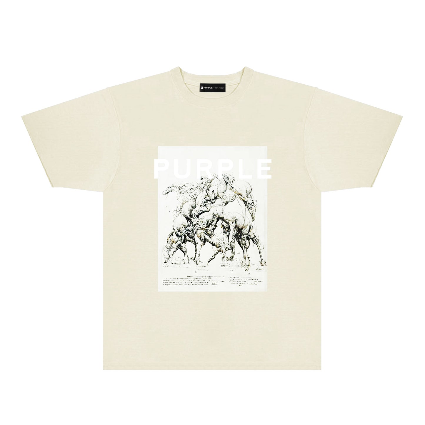 Purple Distorted Horse Graphic T-Shirt Short Sleeve Casual Streetwear Tee PUR112