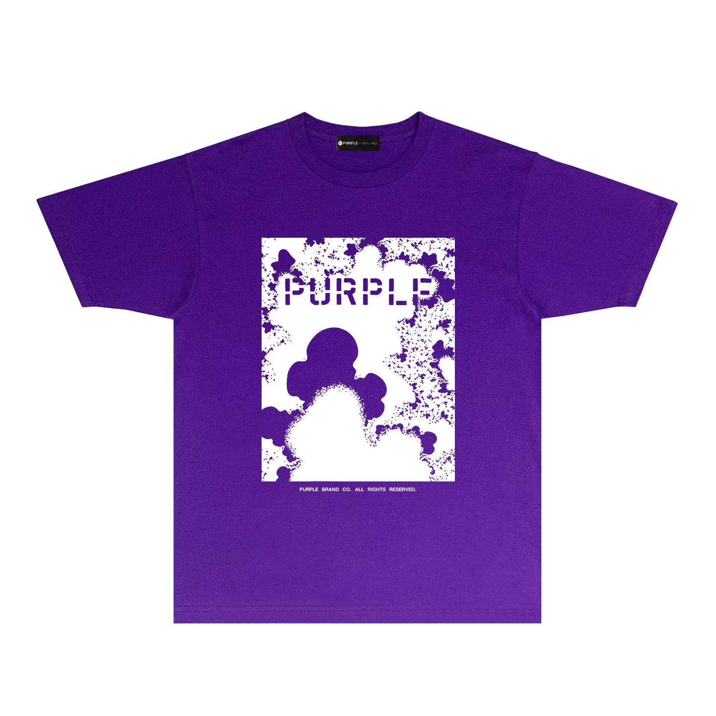 Purple Abstract Ink Splash Graphic T-Shirt Short Sleeve Casual Streetwear Tee PUR114