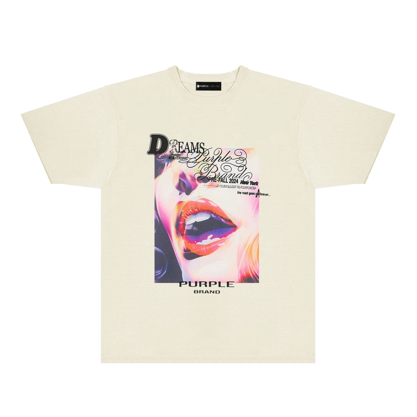 Purple Lips Graphic T-Shirt Short Sleeve Casual Streetwear Tee PUR118
