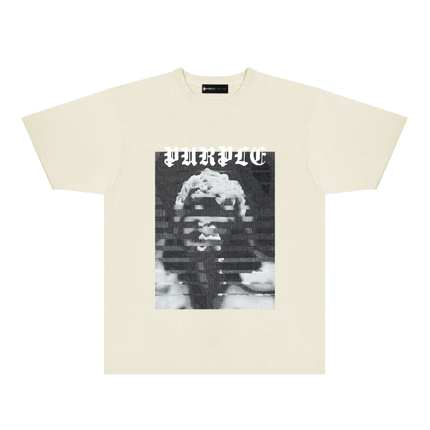 Purple Mushroom Cloud Ape Head Graphic T-Shirt Short Sleeve Casual Streetwear Tee PUR120