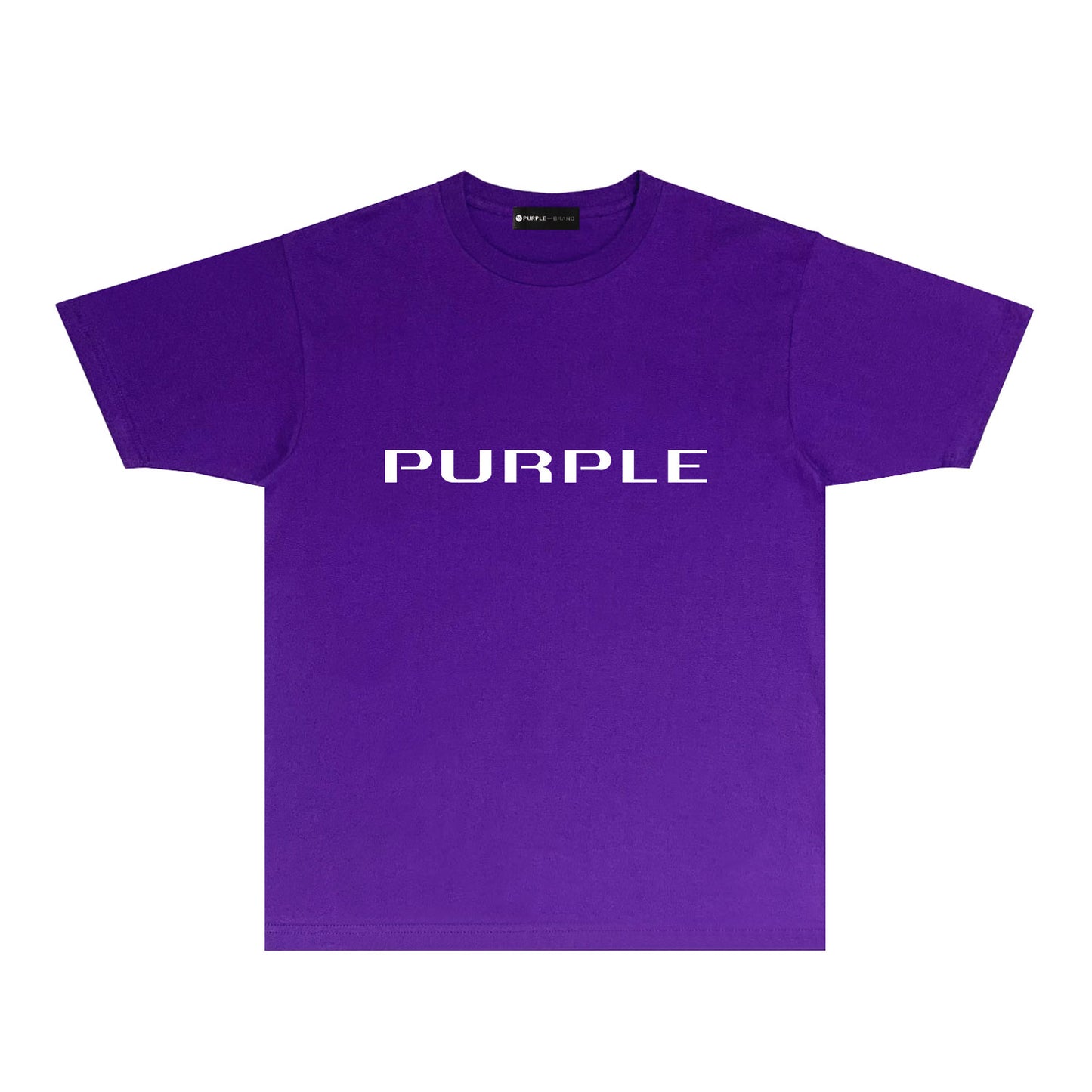 Purple Modern Simplified Letter Graphic T-Shirt Short Sleeve Casual Streetwear Tee PUR121