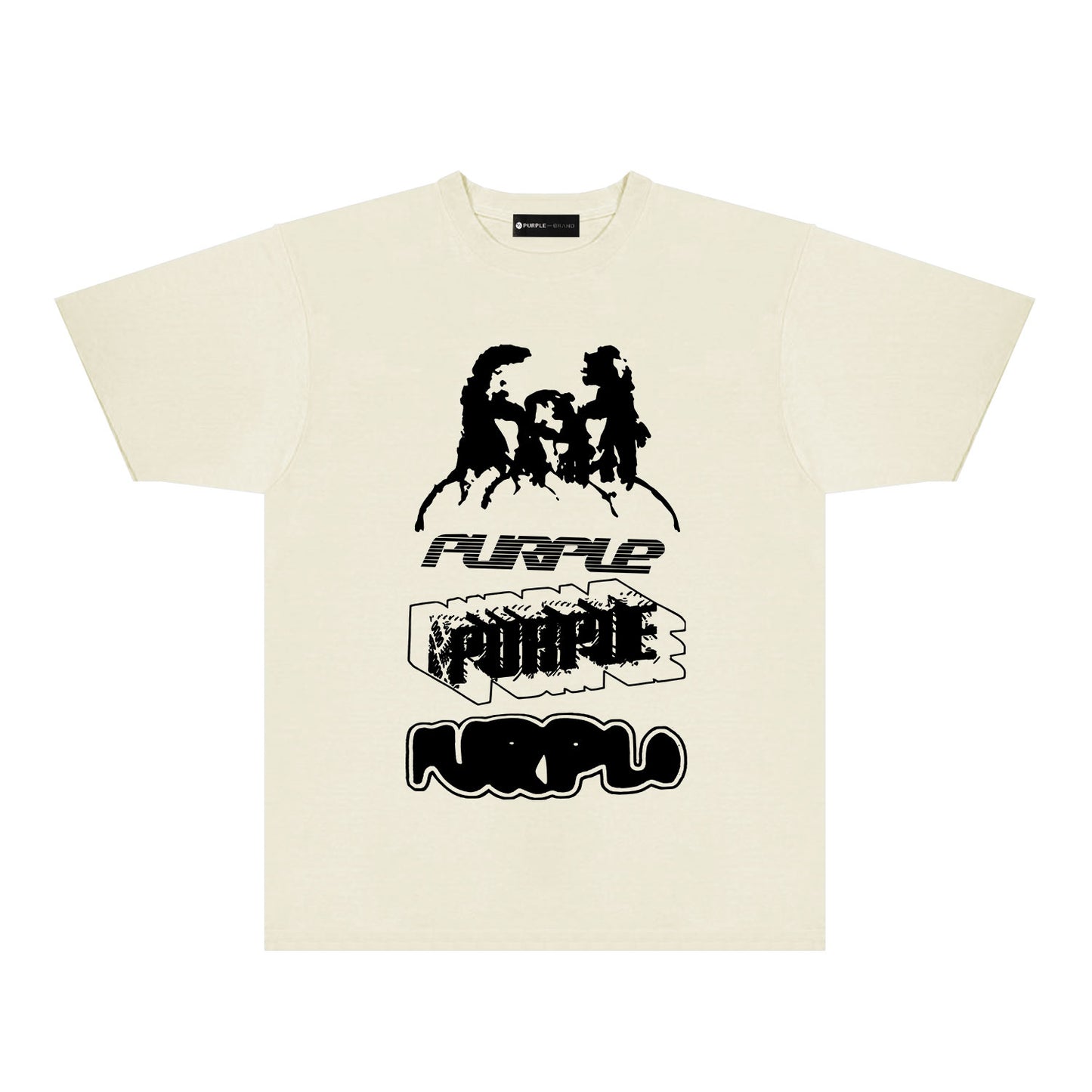 Purple White Graffiti Graphic T-Shirt Short Sleeve Casual Streetwear Tee PUR138