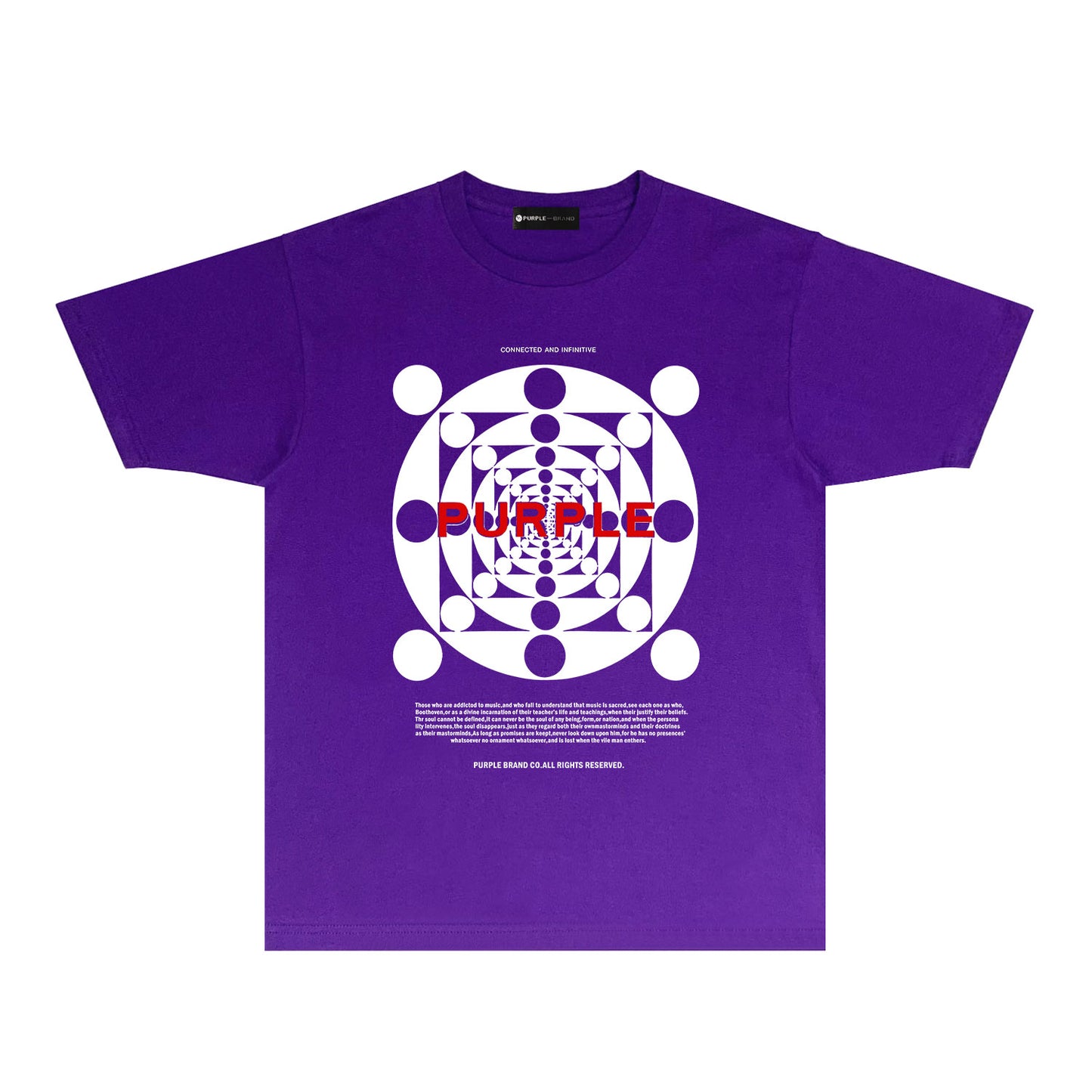 Purple Dot Perspective Graphic T-Shirt Short Sleeve Casual Streetwear Tee PUR142