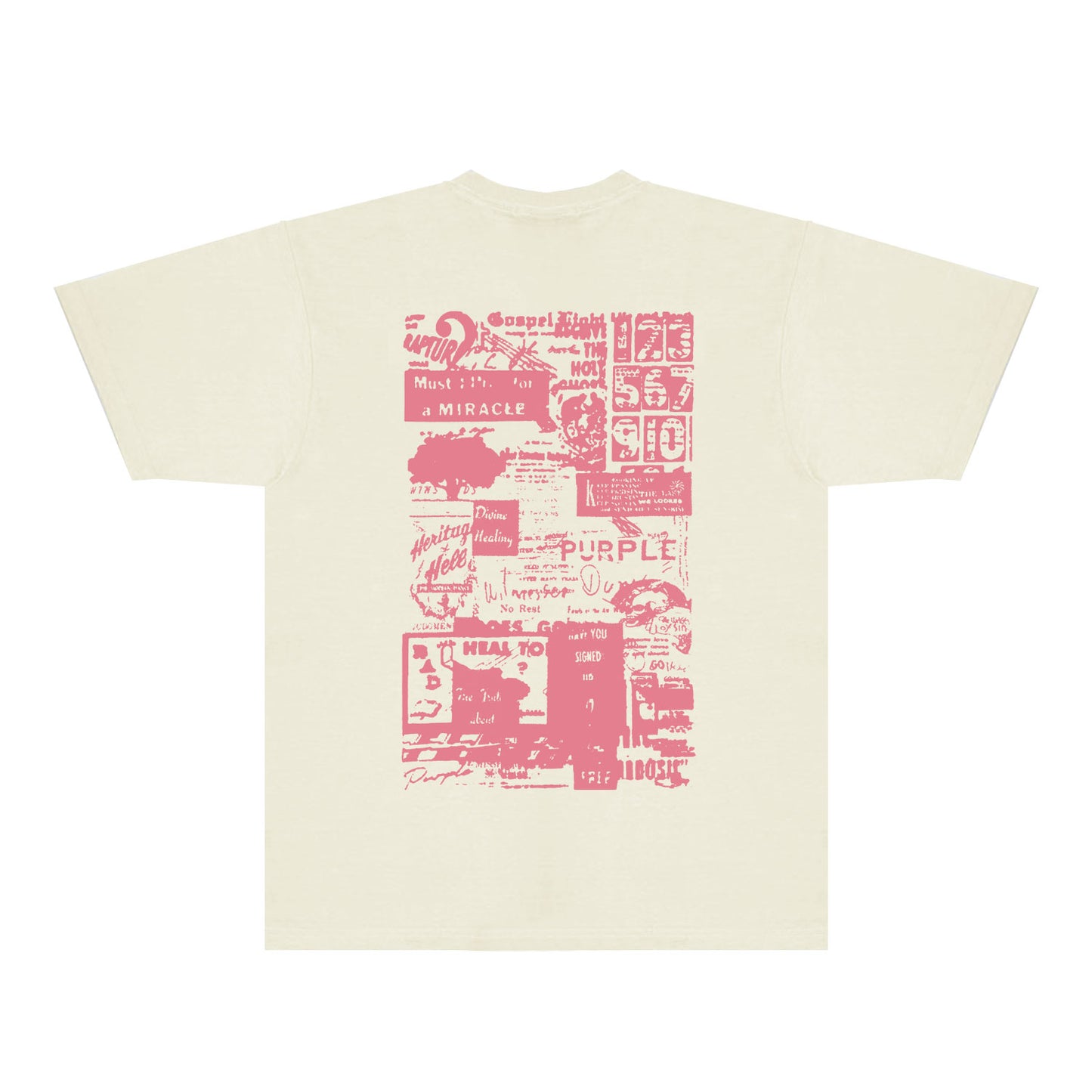 Purple Distressed Text Graphic T-Shirt Short Sleeve Casual Streetwear Tee PUR146