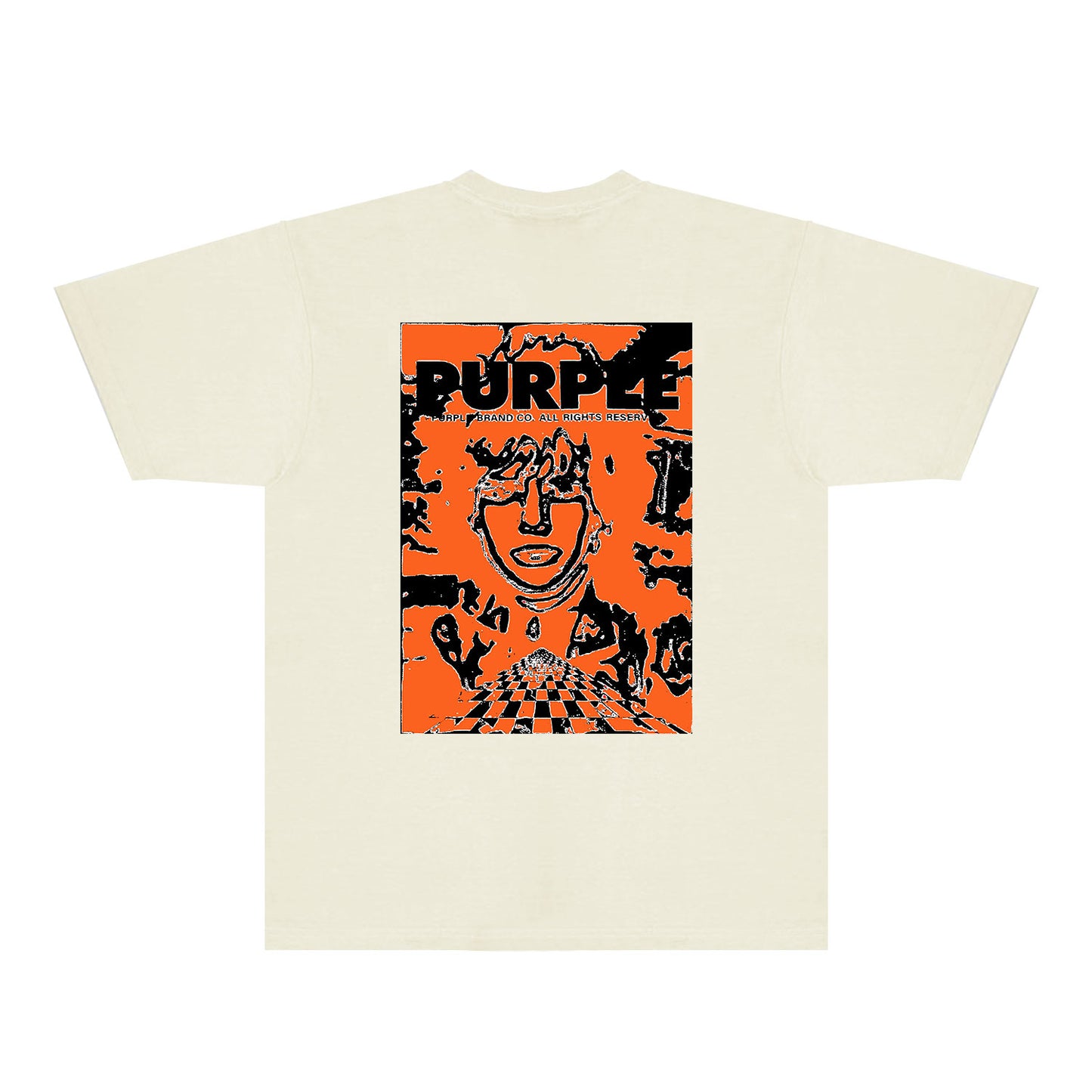 Purple Orange Face Graphic T-Shirt Short Sleeve Casual Streetwear Tee PUR151