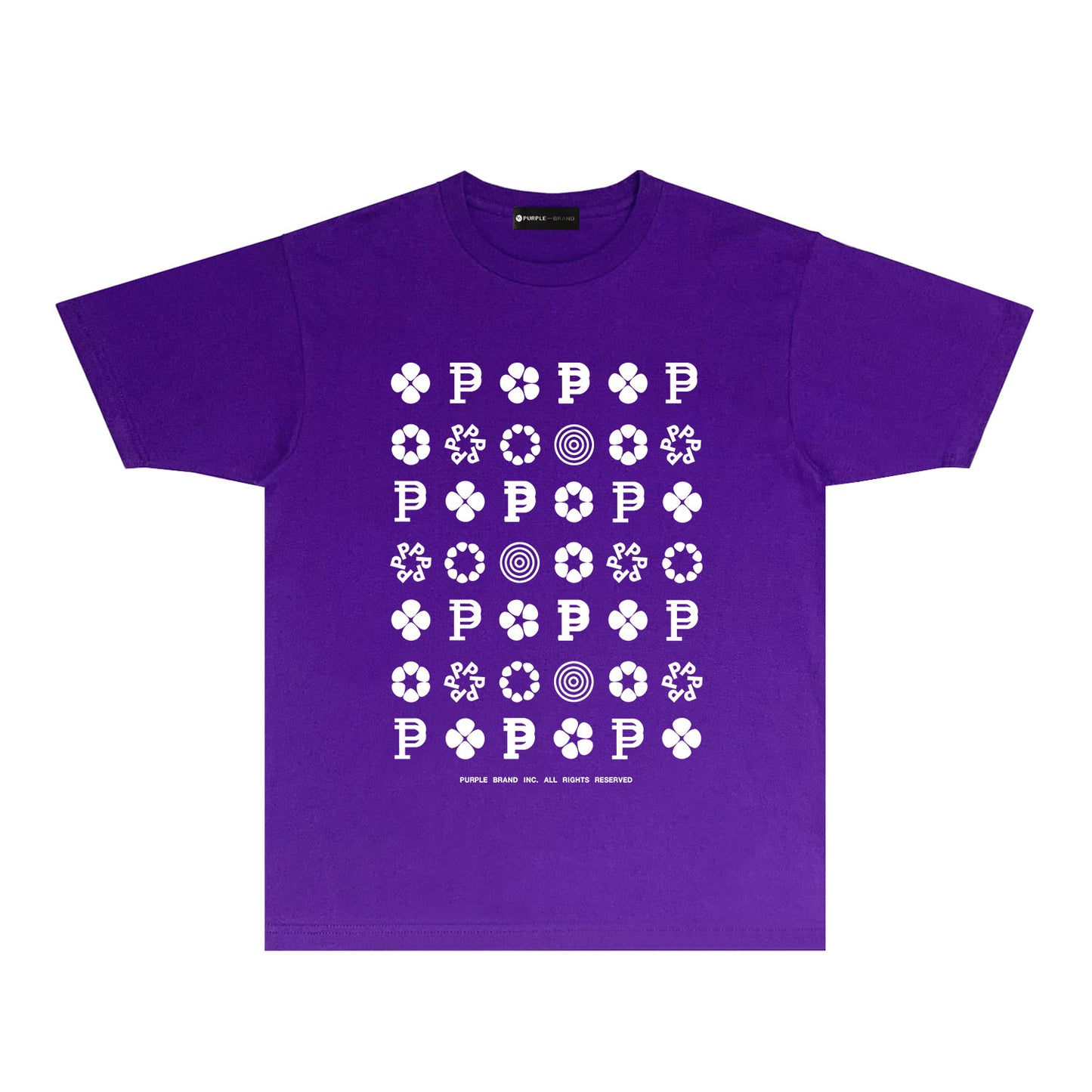 Purple Multi Small Logo Graphic T-Shirt Short Sleeve Casual Streetwear Tee PUR164