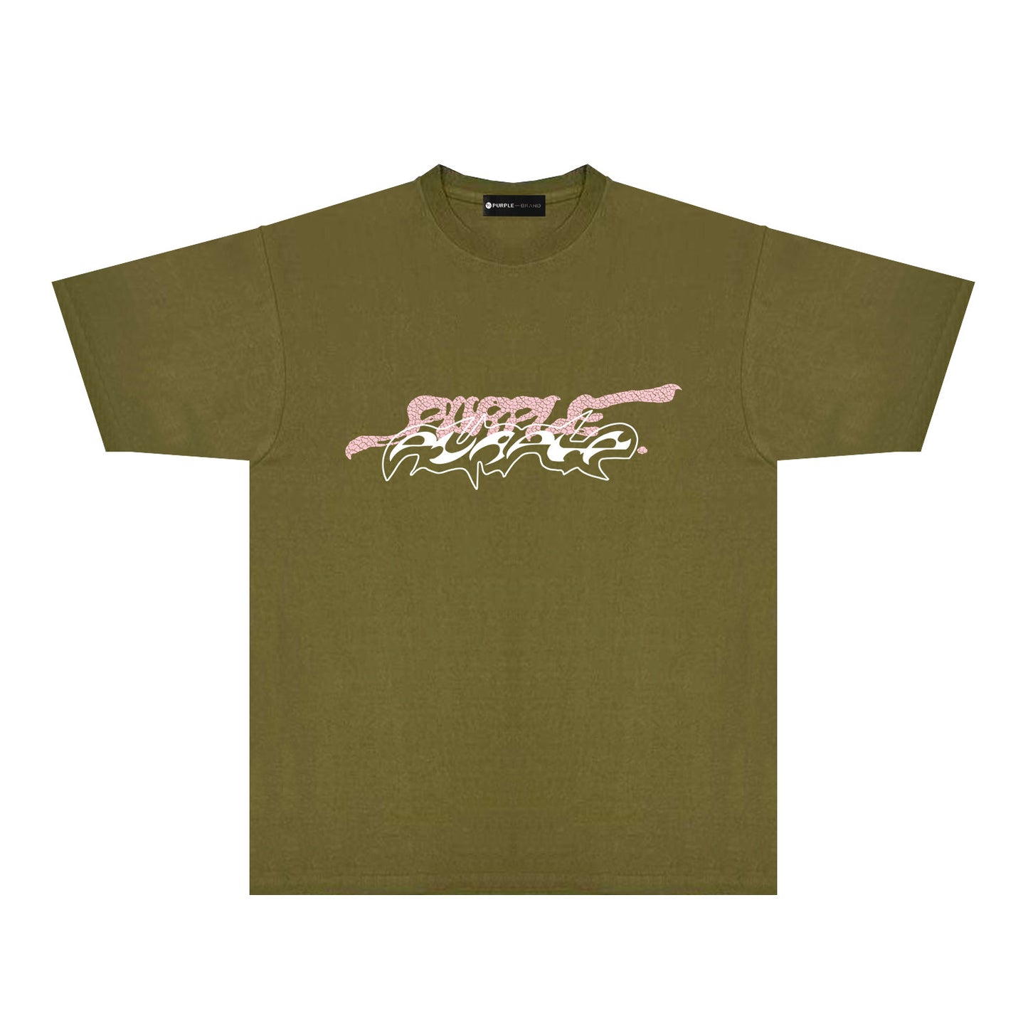 Purple Cracked Abstract Letter Graphic T-Shirt Short Sleeve Casual Streetwear Tee PUR166