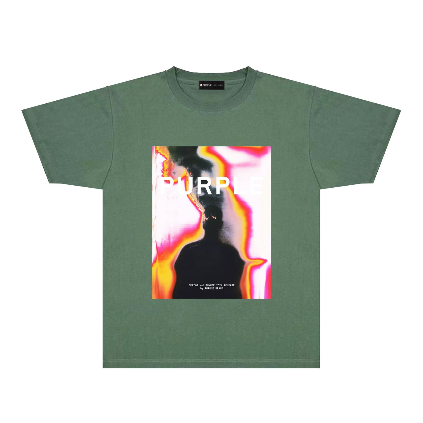 Purple Iridescent Silhouette Graphic T-Shirt Short Sleeve Casual Streetwear Tee PUR172