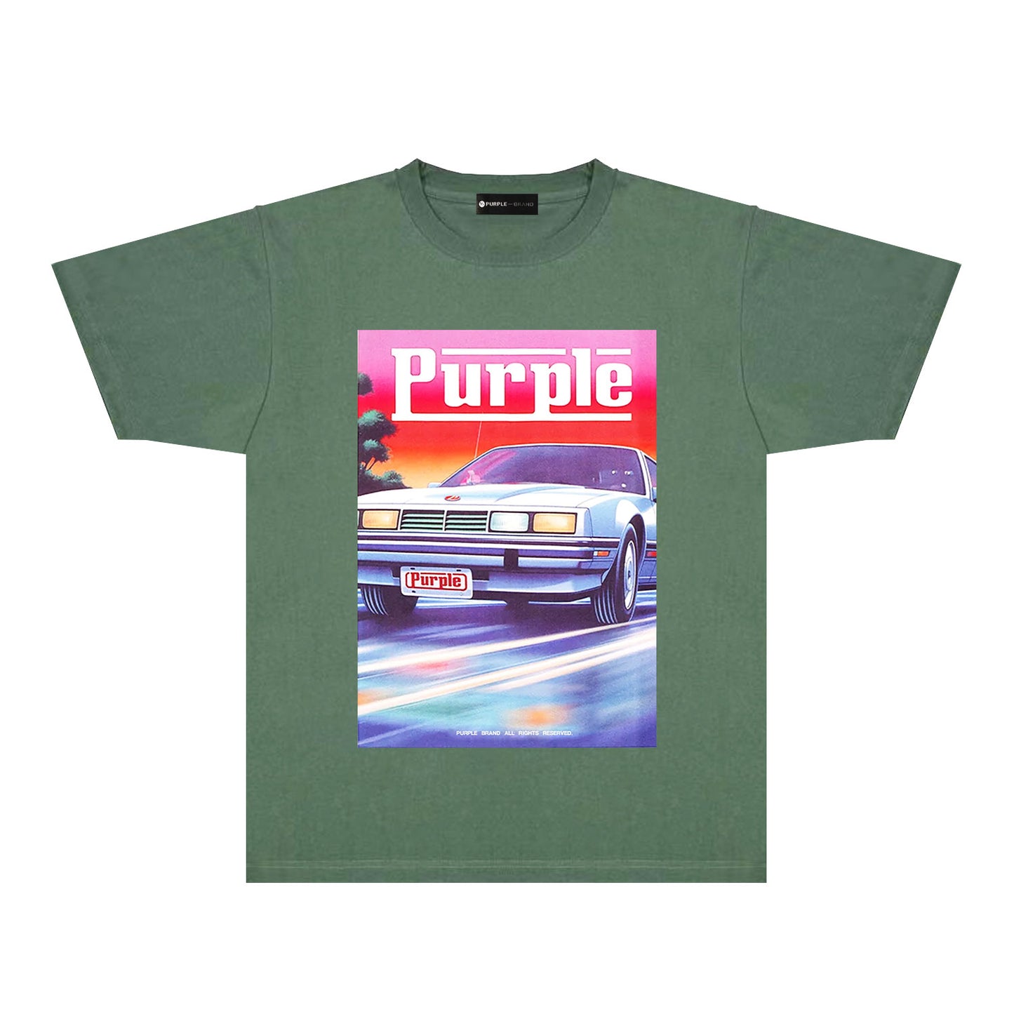 Purple Rainbow Car Graphic T-Shirt Short Sleeve Casual Streetwear Tee PUR174