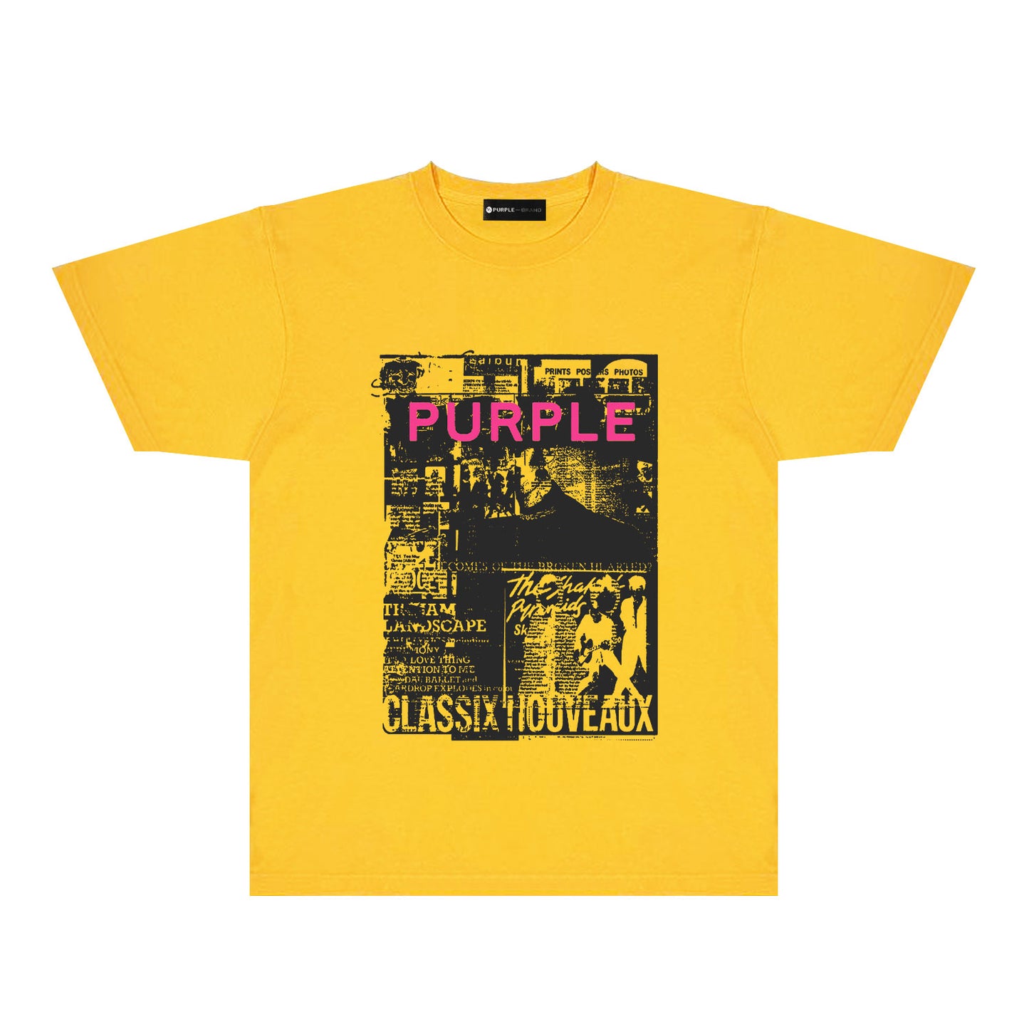 Purple Black Poster Graphic T-Shirt Short Sleeve Casual Streetwear Tee PUR181