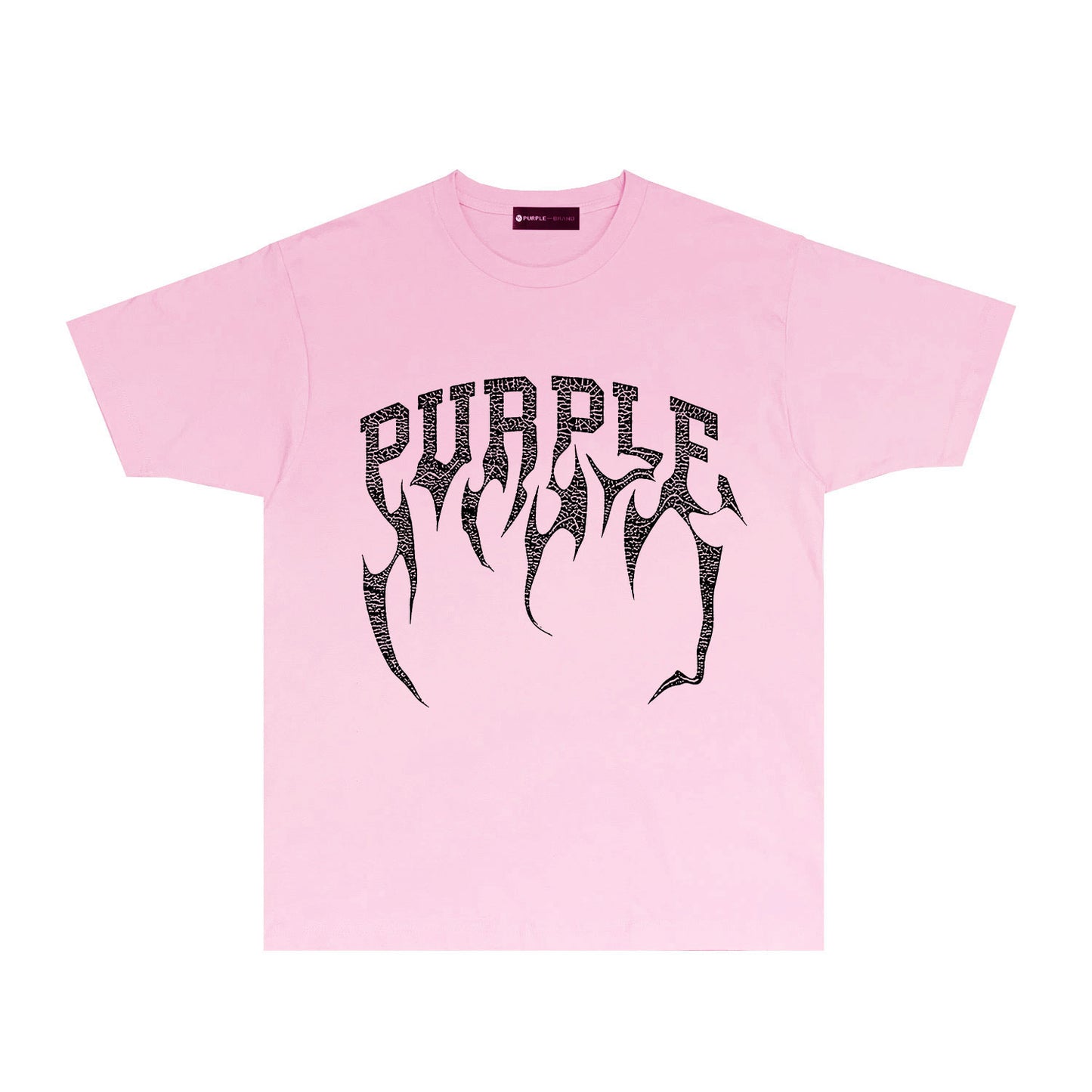 Purple Cracked Bone Letter Graphic T-Shirt Short Sleeve Casual Streetwear Tee PUR188