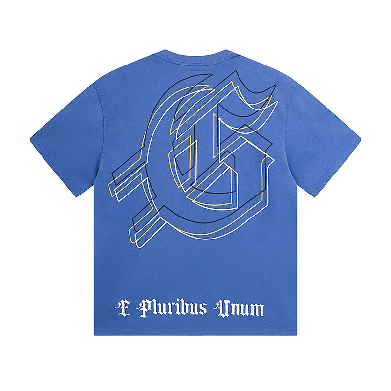 T-shirt homme noir et bleu style streetwear vintage délavé (impression artisanale) 1050