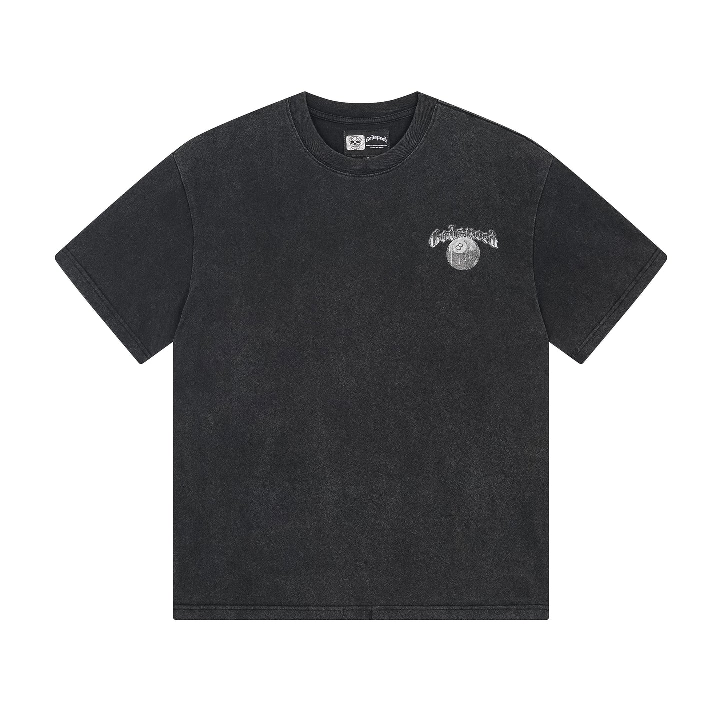 T-shirt noir délavé style vintage pour homme (impression artisanale) 1093