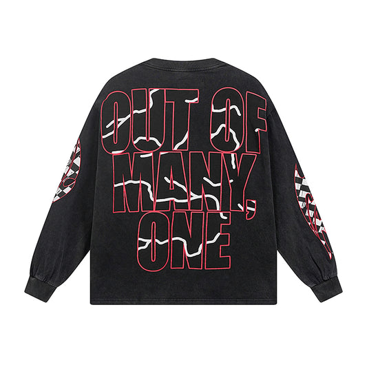 Black Street Vintage Washed Long Sleeve T-Shirt (Crafted Print) 1102