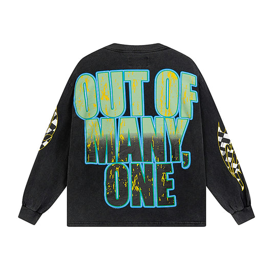 Black Street Vintage Washed Long Sleeve T-Shirt (Crafted Print) 1105