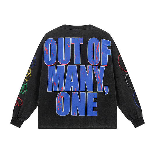 Black Street Vintage Washed Long Sleeve T-Shirt (Crafted Print) 1106