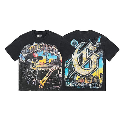 Black Street Vintage Washed T-Shirt (Crafted Print) 1120