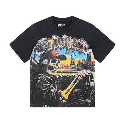 Black Street Vintage Washed T-Shirt (Crafted Print) 1120
